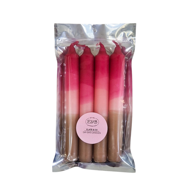 Elate & Co. Dip Dye dinerkaarsen Beige-roze 2,2 × 18 cm - 4 stuks