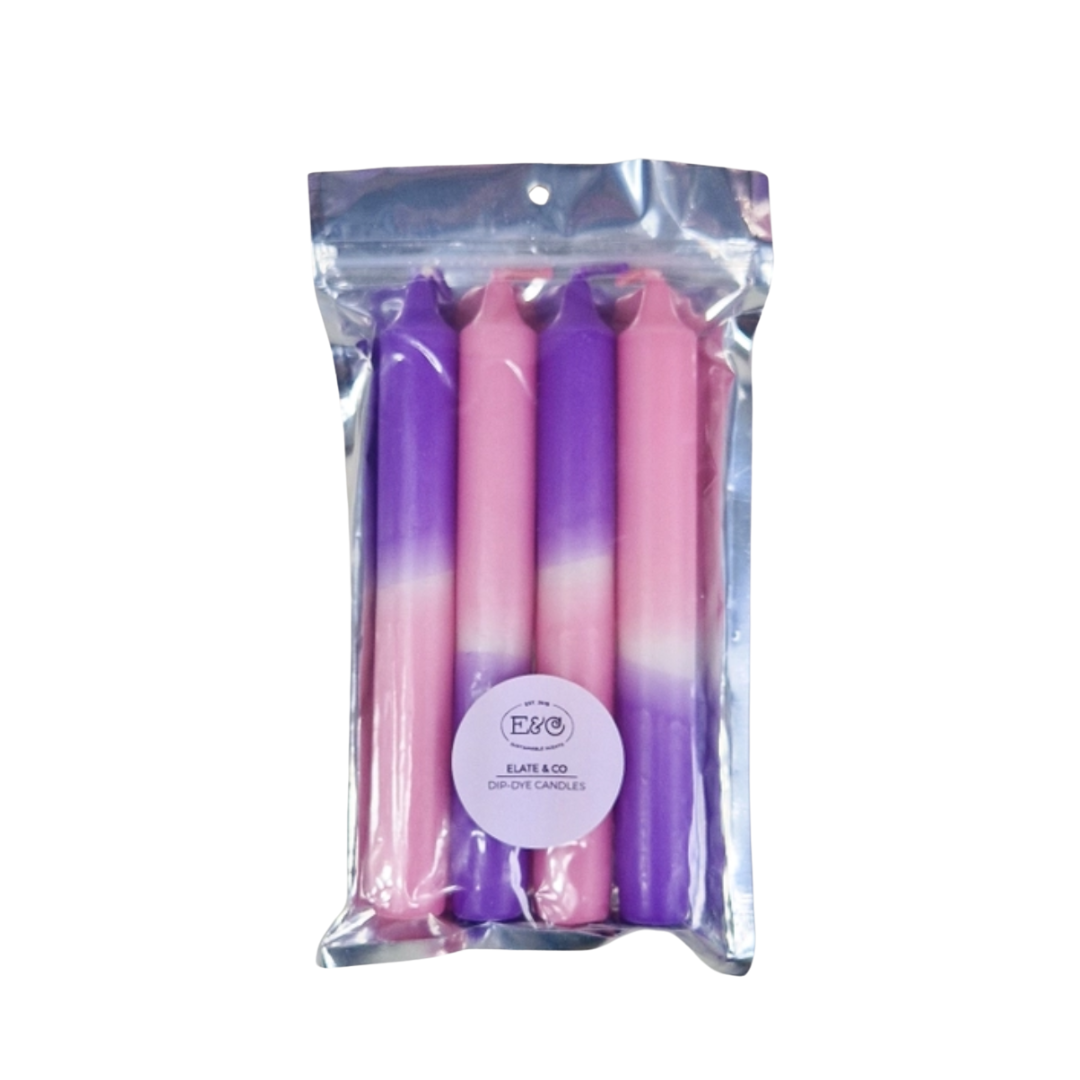 Elate &amp; Co. - Dinner Candle Dip Dye Pink-Purple s/4