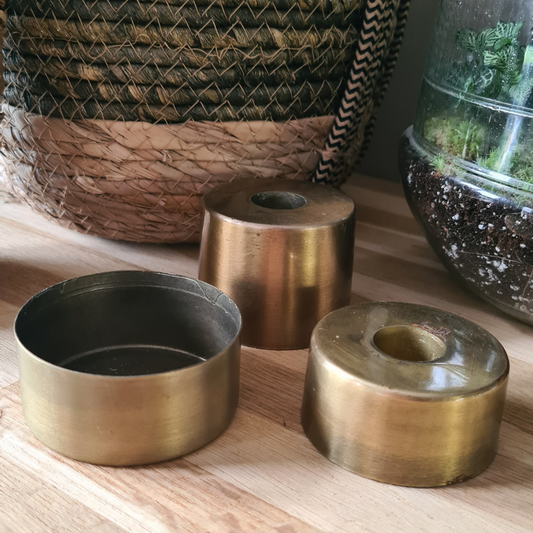 Messing-Kerzenständer-Set, 3-teilig (beschädigt)