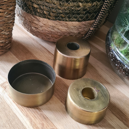Messing-Kerzenständer-Set, 3-teilig (beschädigt)