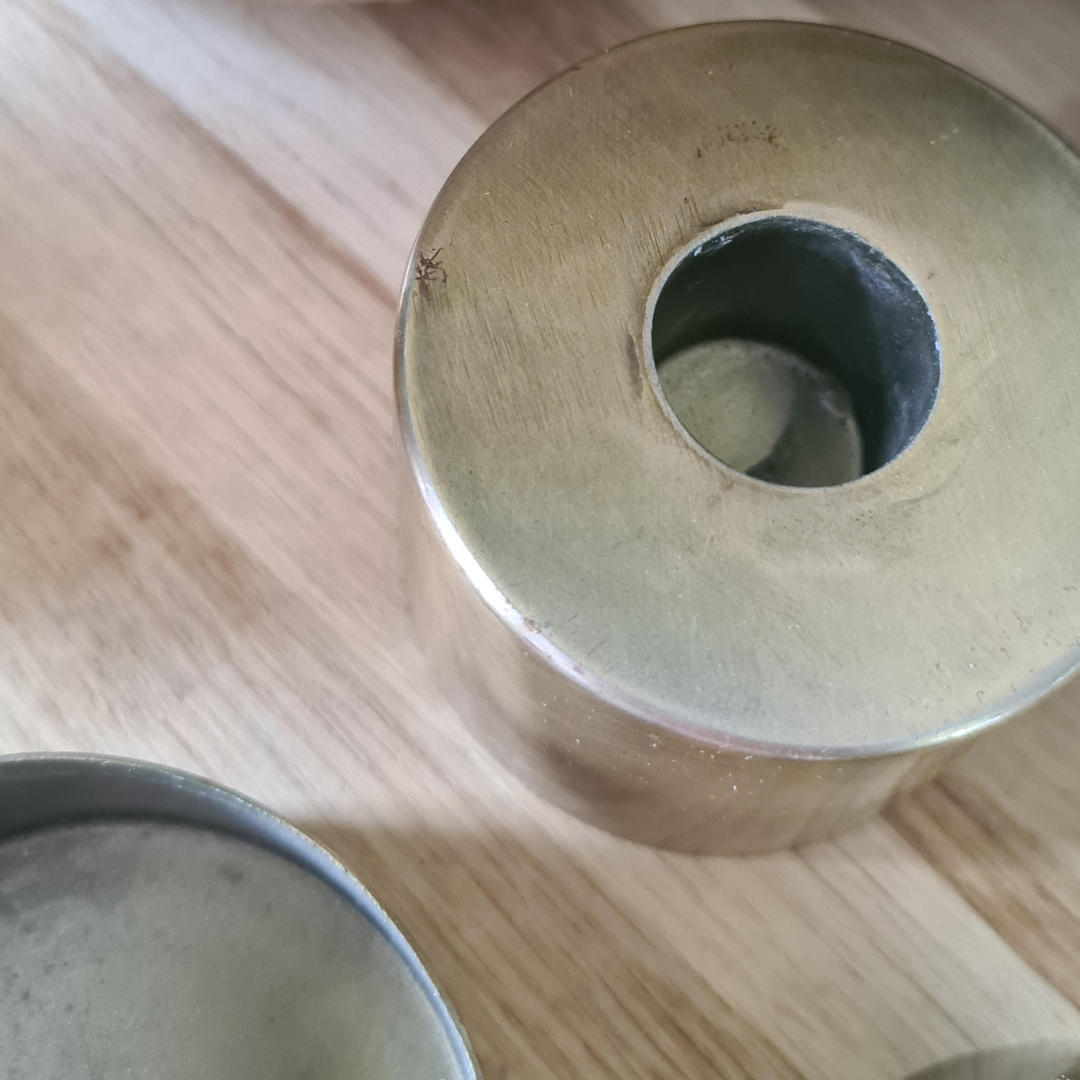 Messing-Kerzenständer-Set, 3-teilig (beschädigt)