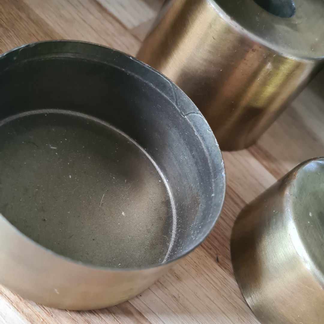 Messing-Kerzenständer-Set, 3-teilig (beschädigt)