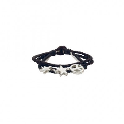 Lisbeth Dahl Copenhagen – Armband aus schwarzem Leder mit weißen