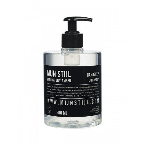 Mijn Stijl handzeep Lily amber clear in 500 ml transparante fles met pompje