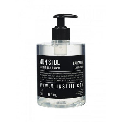 Mijn Stijl handzeep Lily amber clear in 500 ml transparante fles met pompje