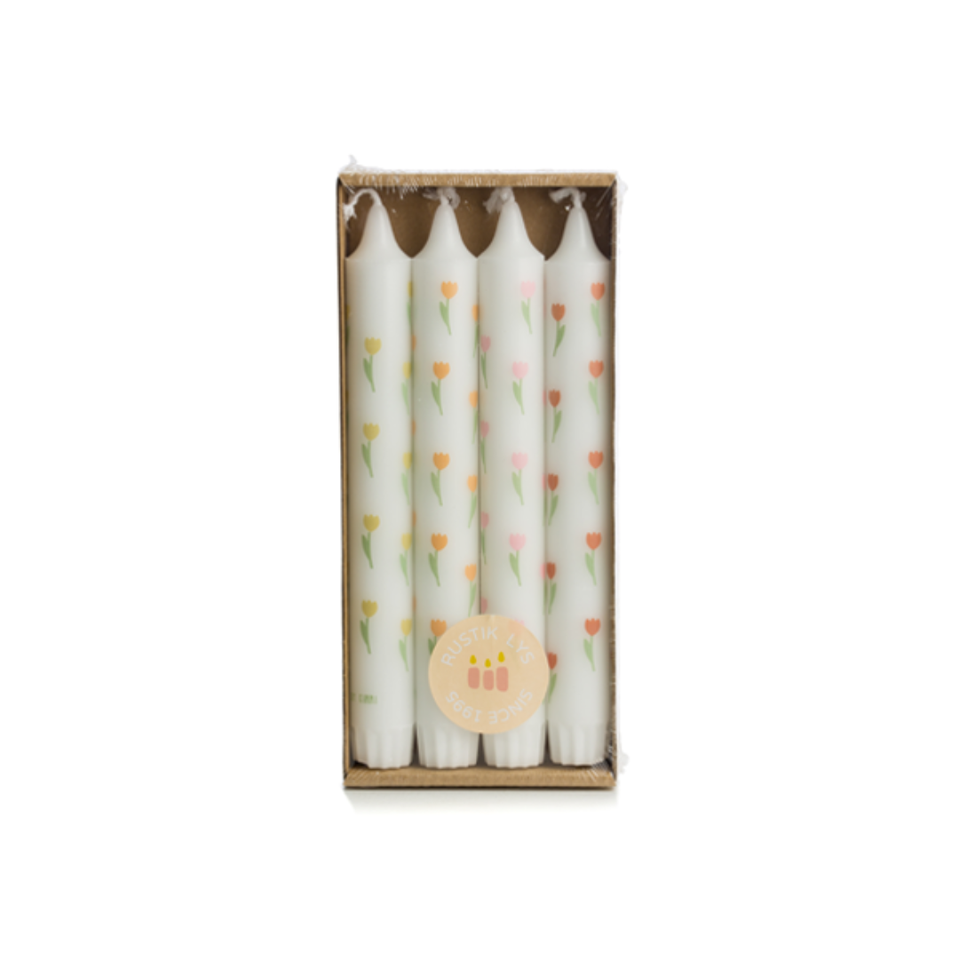 Rustik Lys - Stearin-Stabkerze By Kimmi Tulips 4er-Set